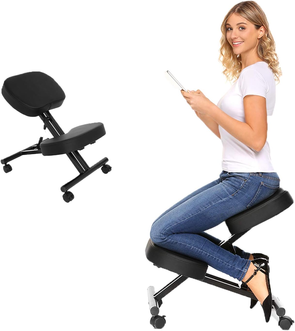 Bathwa Ergonomic Kneeling Chair, Posture Corrective Chair, Angled Kneeling Chair