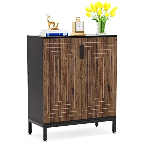 Shoe Cabinet with Doors, 20 Pairs Entryway Shoe Storage Cabinet Modern Storage Organizer for Closet, Living Room, Bedroom (Brown/Black)