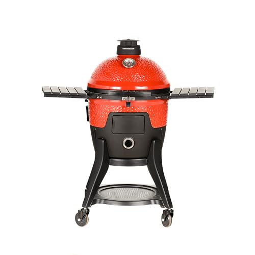 Kamado Joe Pellet Joe Grill, Classic Joe, 18-inch Ceramic Wood Pellet Grill and Smoker with Cart, Side Shelves