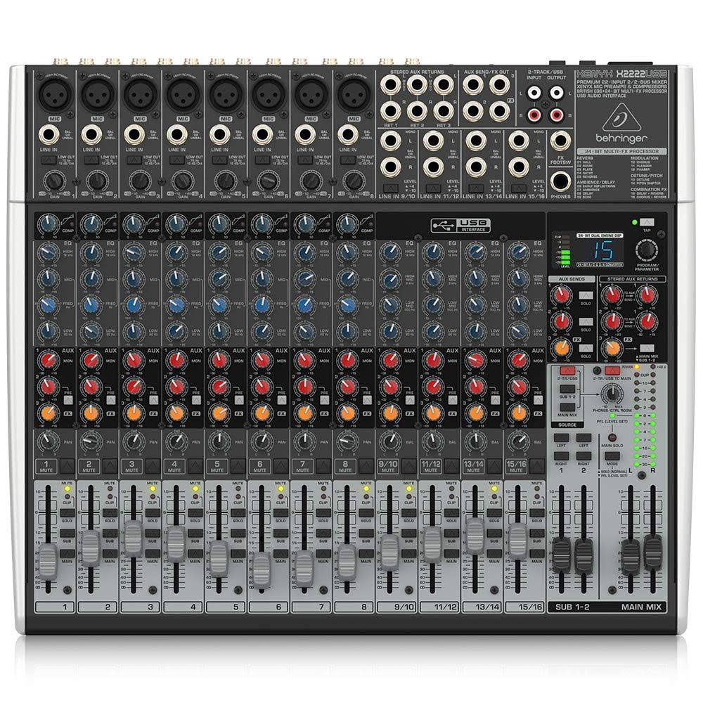 Behringer Xenyx X2222USB Premium 22-Input 2/2-Bus Mixer with USB/Audio Interface - Megean