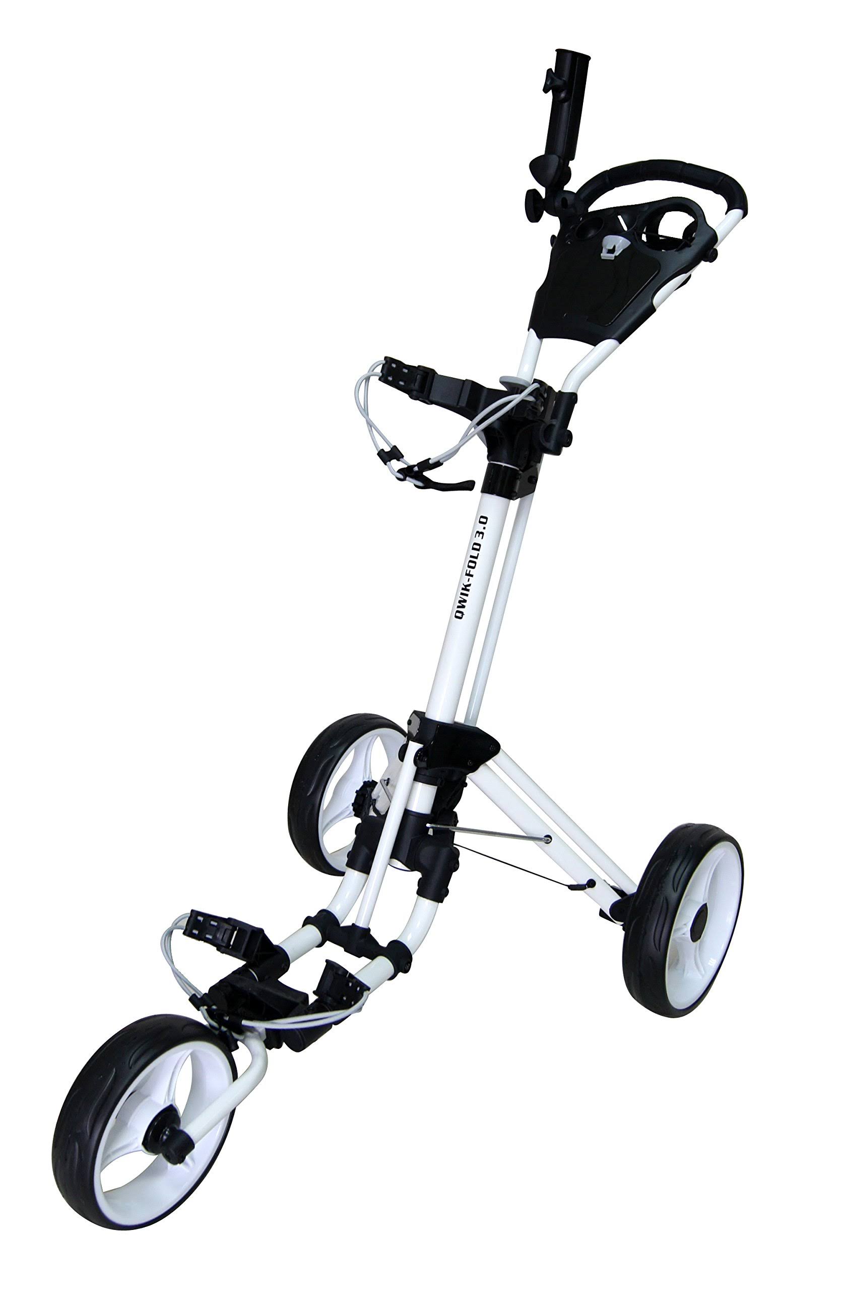 Qwik-Fold 3 Wheel Push Pull Golf Cart - Foot Brake - One Second to Open u0026 Close!