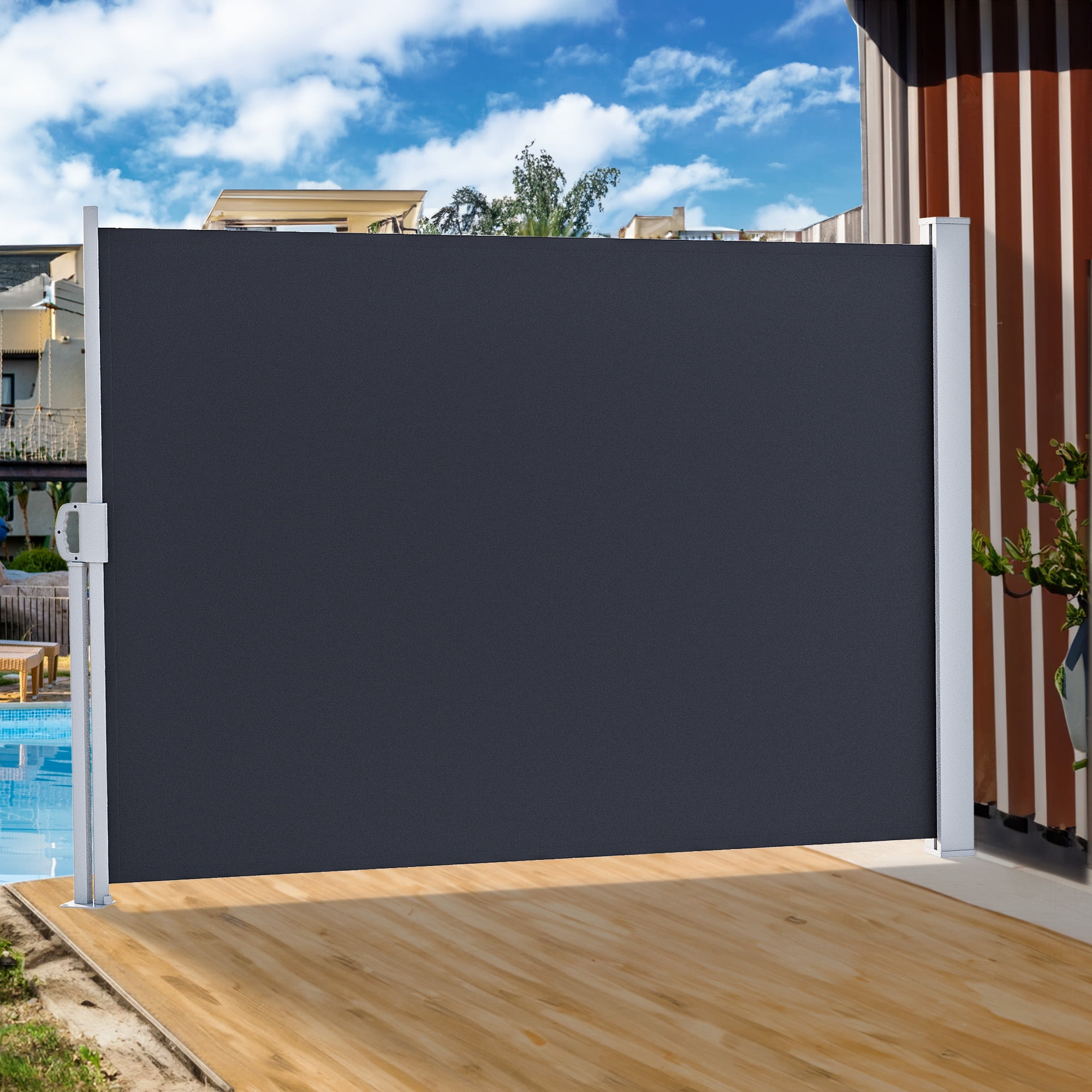 Retractable Side Awning 118''X 78'', Folding Privacy Screen Privacy Fence, Waterproof UV-Resistant Privacy Awning Outdoor for Garden, Deck, Patio