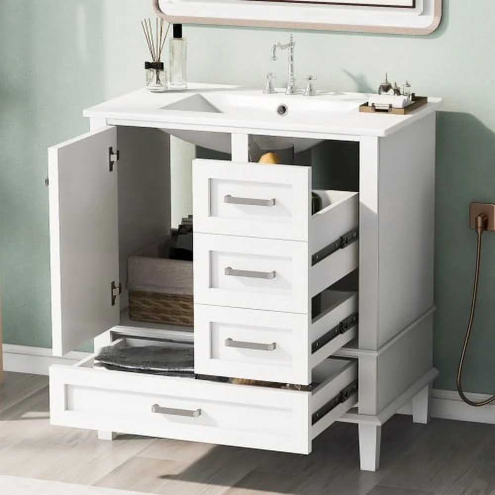 30" Bathroom Vanity , Modern Bathroom Cabinet with Sink Combo Set, Bathroom Storage Cabinet with a Soft Closing Door and 3 Drawers