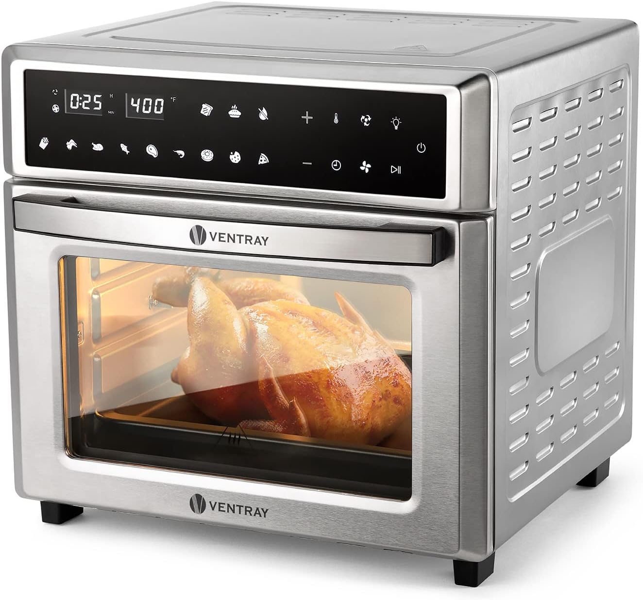 VENTRAY Convection Oven Air Fryer Toaster Oven 1700W 26QT Digital Control Stainless Steel Electric Ovens with Bake Pan, Broil Rack
