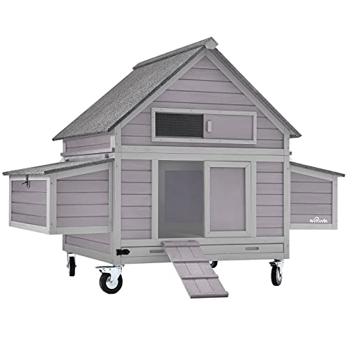 Aivituvin Portable Chicken Coops Poultry Cage with Wheels, Outdoor Hen House with Nesting Box