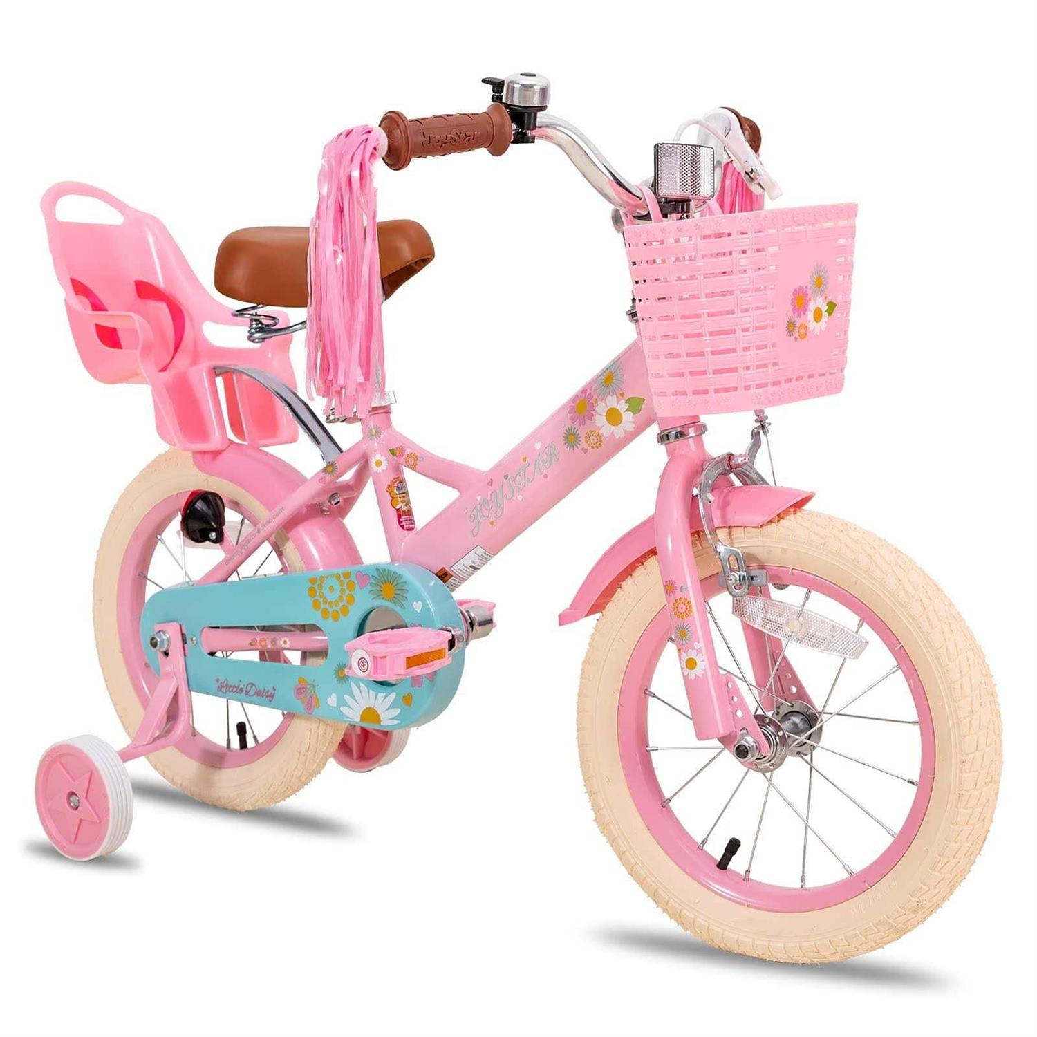Joystar Little Daisy Kids Bike for 3 4 5 Years Girls with Handbrake Princess Bicycle with Training Wheels Basket Toddler