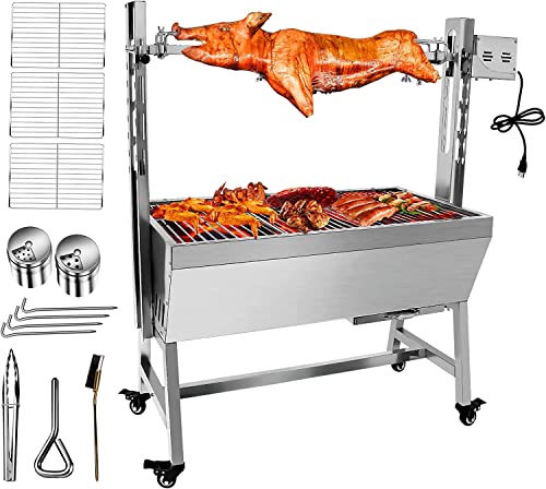 66LBS stainless steel rotisserie grill, 25w motor small pig lamb rotisserie roaster