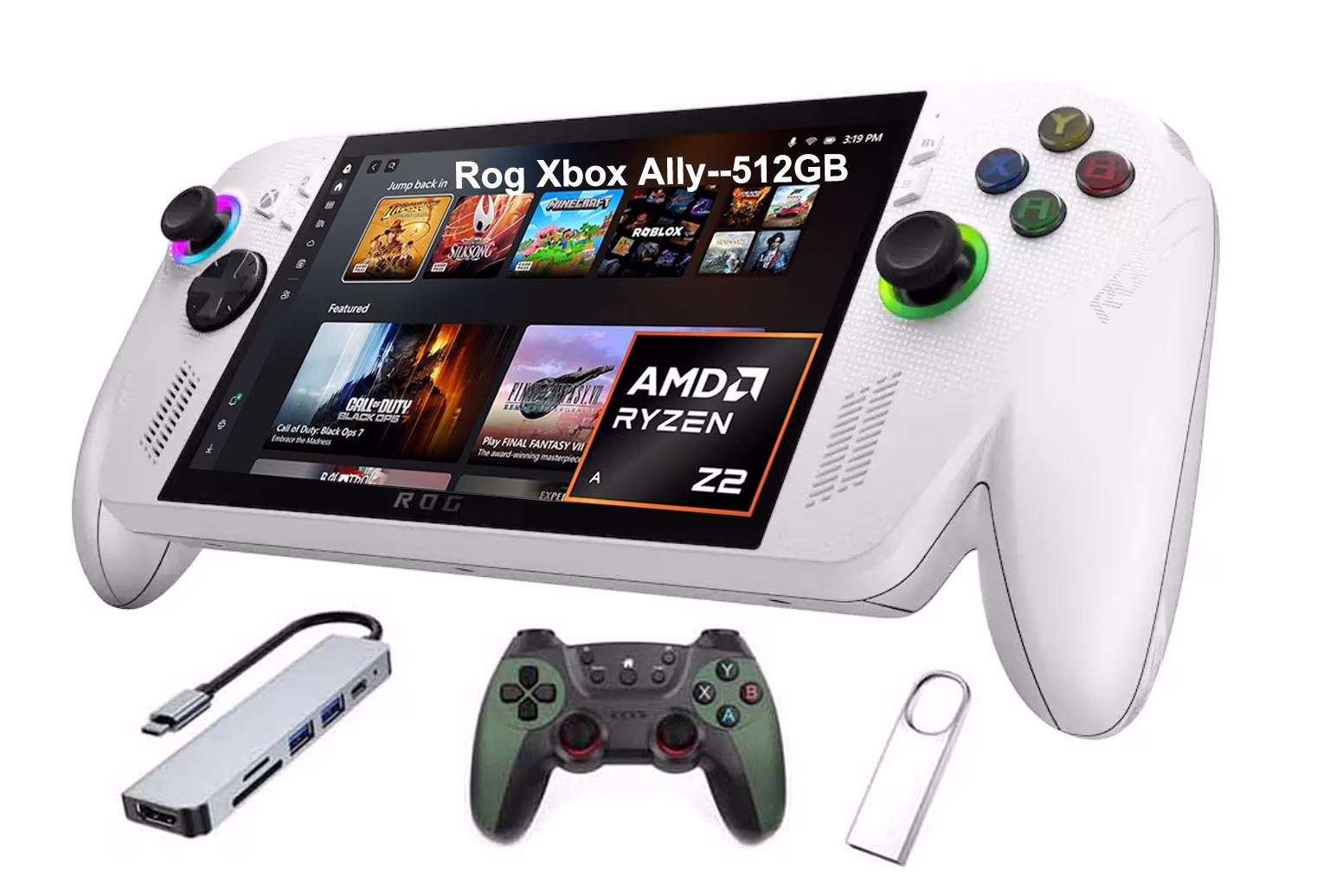 ASUS ROG Xbox Ally 7" FHD Gaming Handheld Console, 120Hz IPS LED Touch Screen, AMD Ryzen Z2 A Processor, 16GB with 512GB SSD, Windows 11