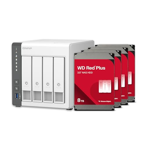 QNAP 4 Bay NAS with 12TB Storage Capacity, Preconfigured RAID 5 Seagate IronWolf Drives Bundle, 2.5GbE Ports (TS-433-4G-44ST-US)