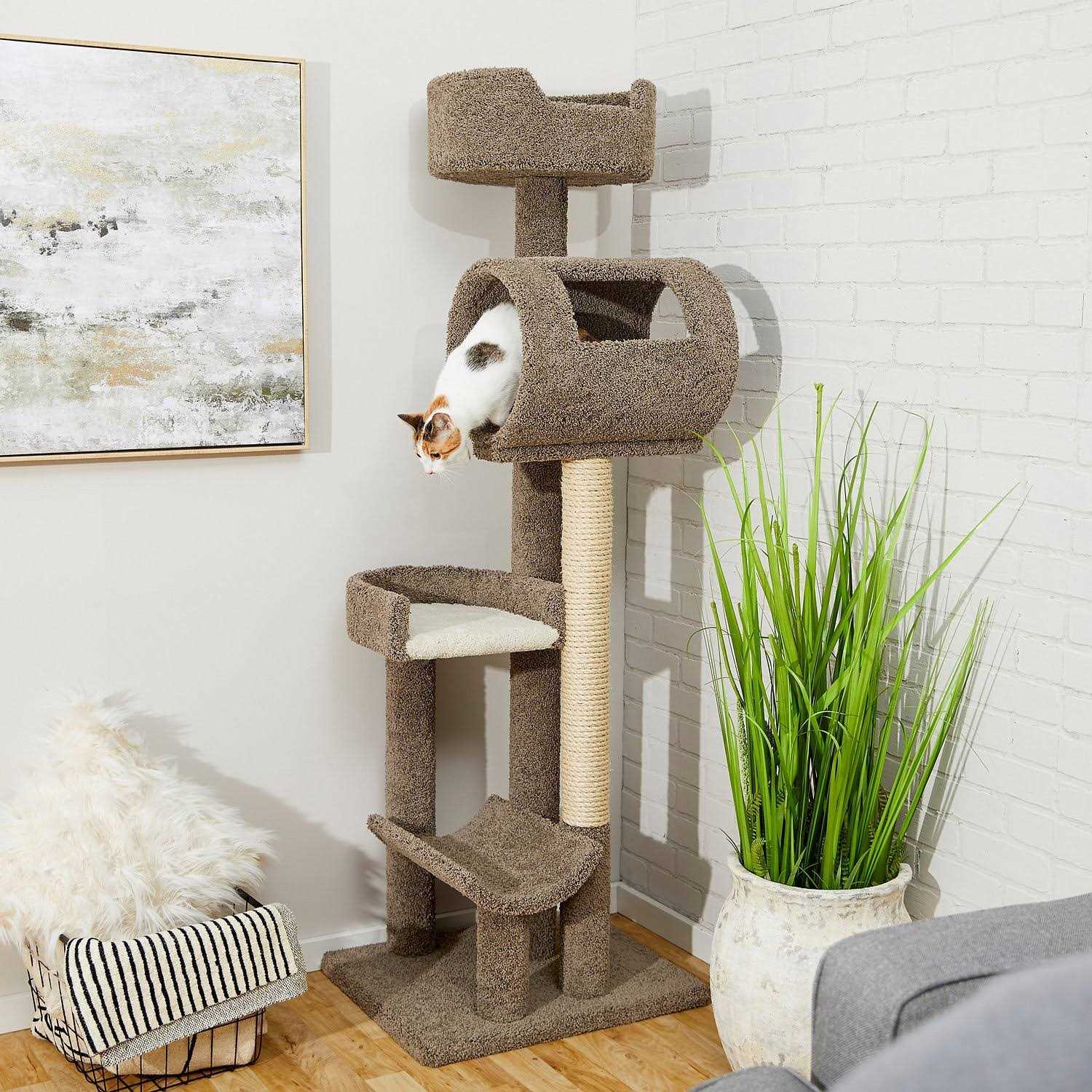 Frisco 69-in Real Carpet Wooden Cat Tree - Pet Supplies online store