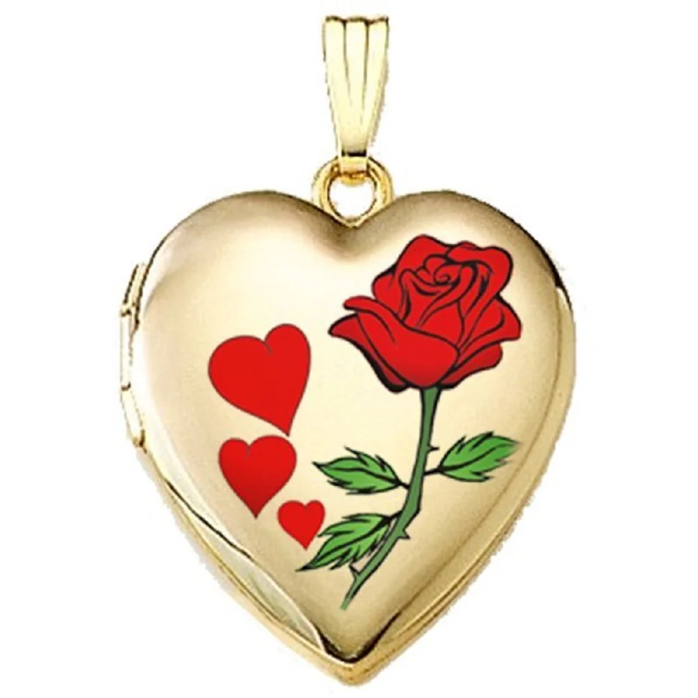Picturesongold.Com "Valentines" Sweetheart Locket Necklace Pendants - 3/4 inch X 3/4 inch in Solid 14K Yellow Gold