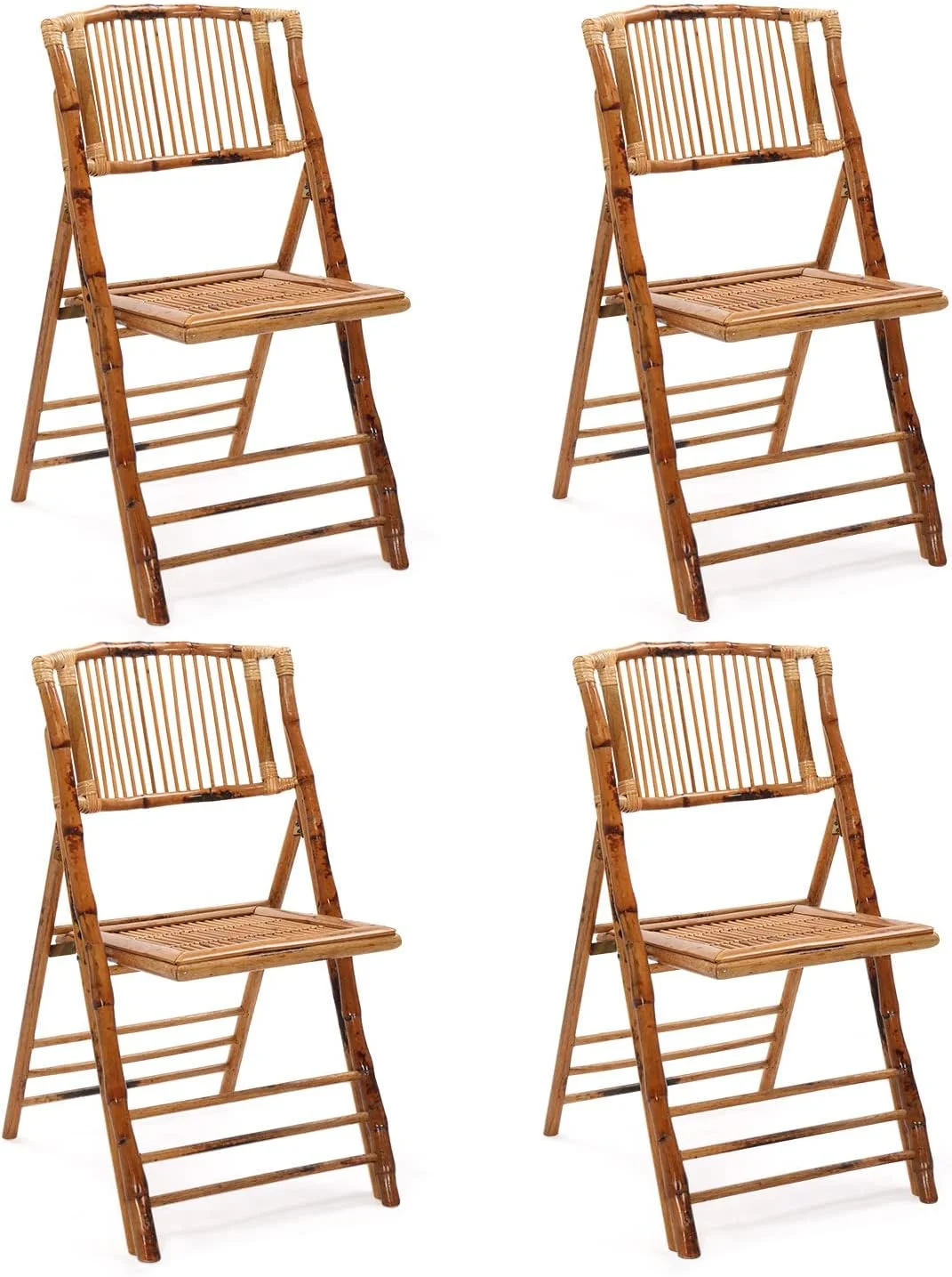 Bamboo Folding Chair, Foldable Dining Chair for Outdoor & Indoor, Patio, Porch, Wedding, Party, Event (4 Pack) …