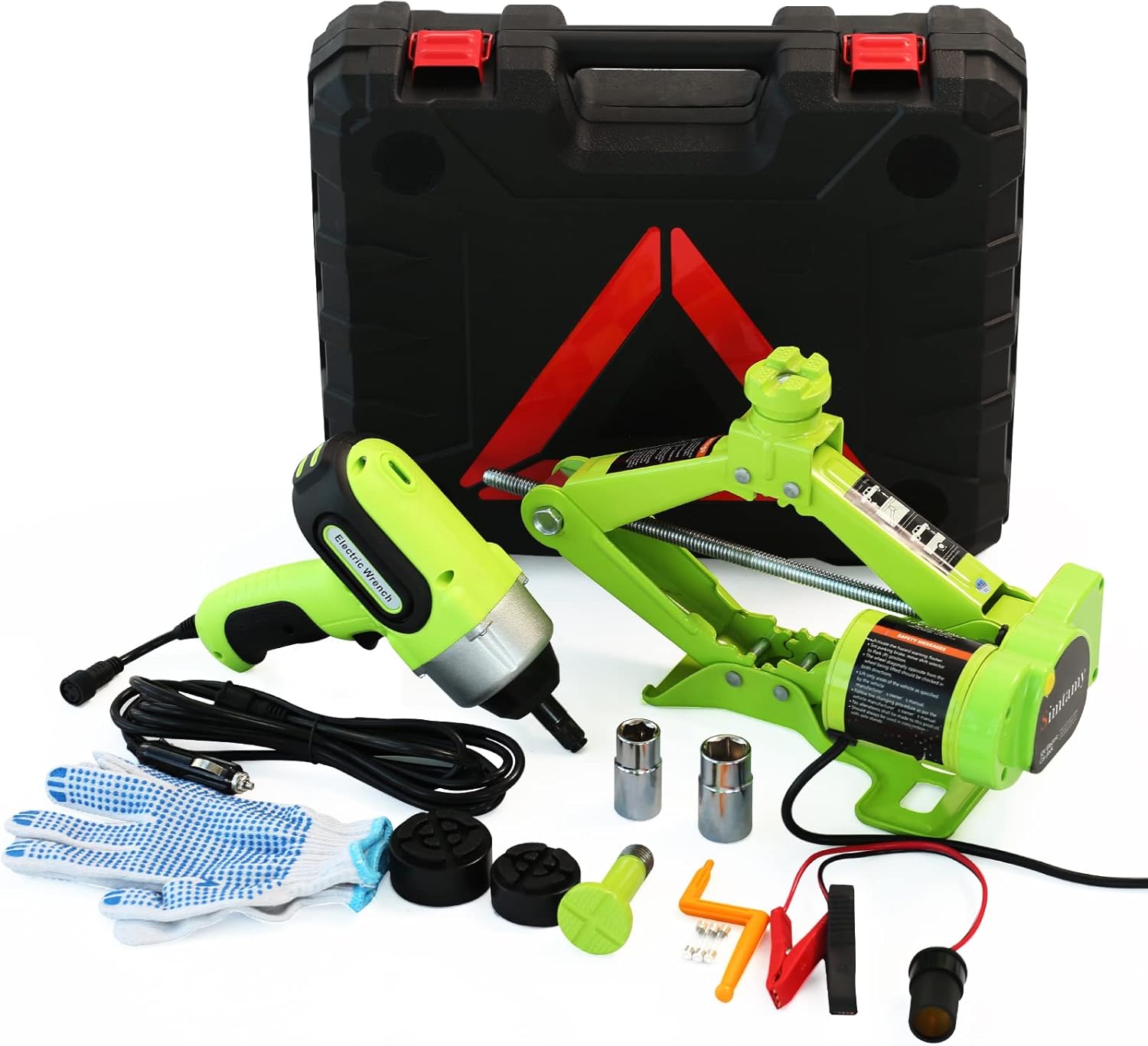 Simtamy Electric Car Jack Kit 3 Ton(6,600lb) 12V Scissor Jack with Electric Impact Wrench, Portable Emergency Car Lift Tire Change Tools