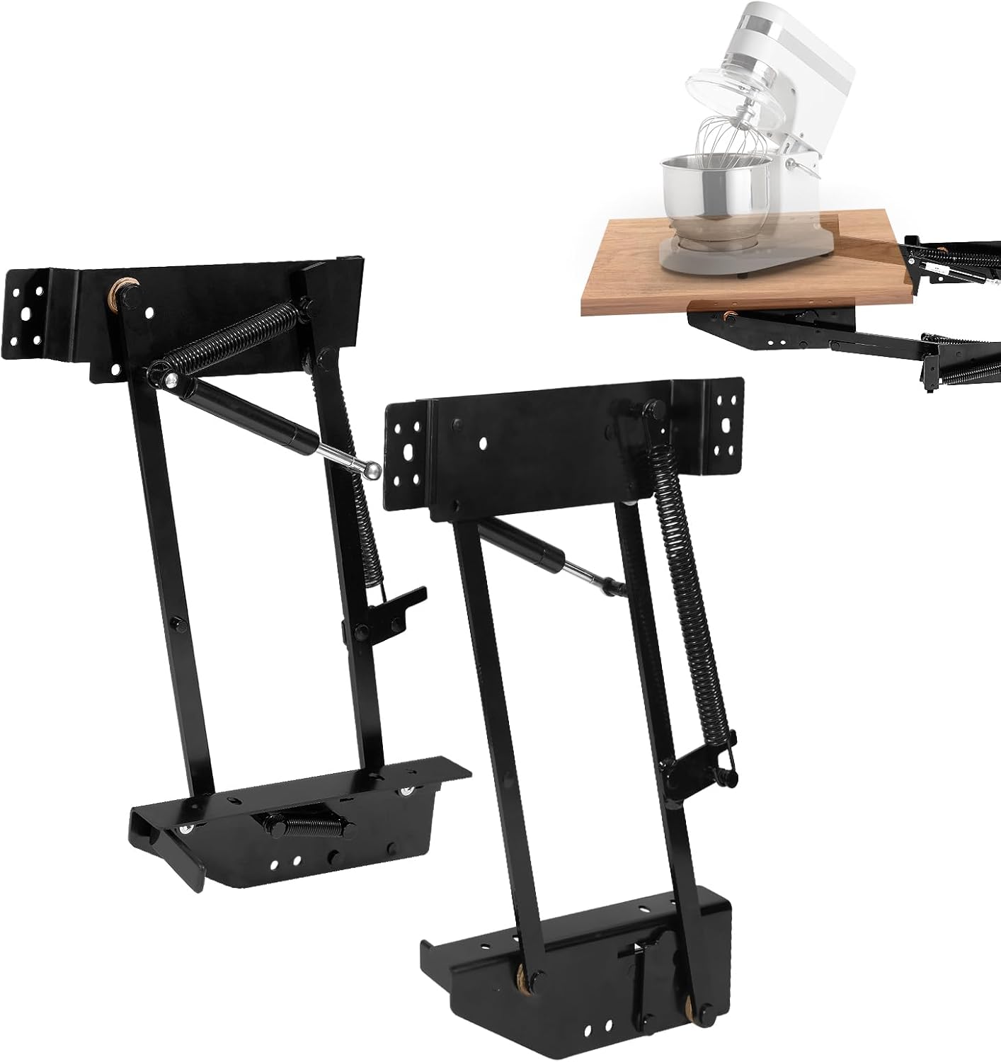 Mixer Lift for Cabinet, Appliance Lift with Soft-Close, Space-Saving Design, Locking Mechanism, Holds Up to 60 LBS, Zinc Finish