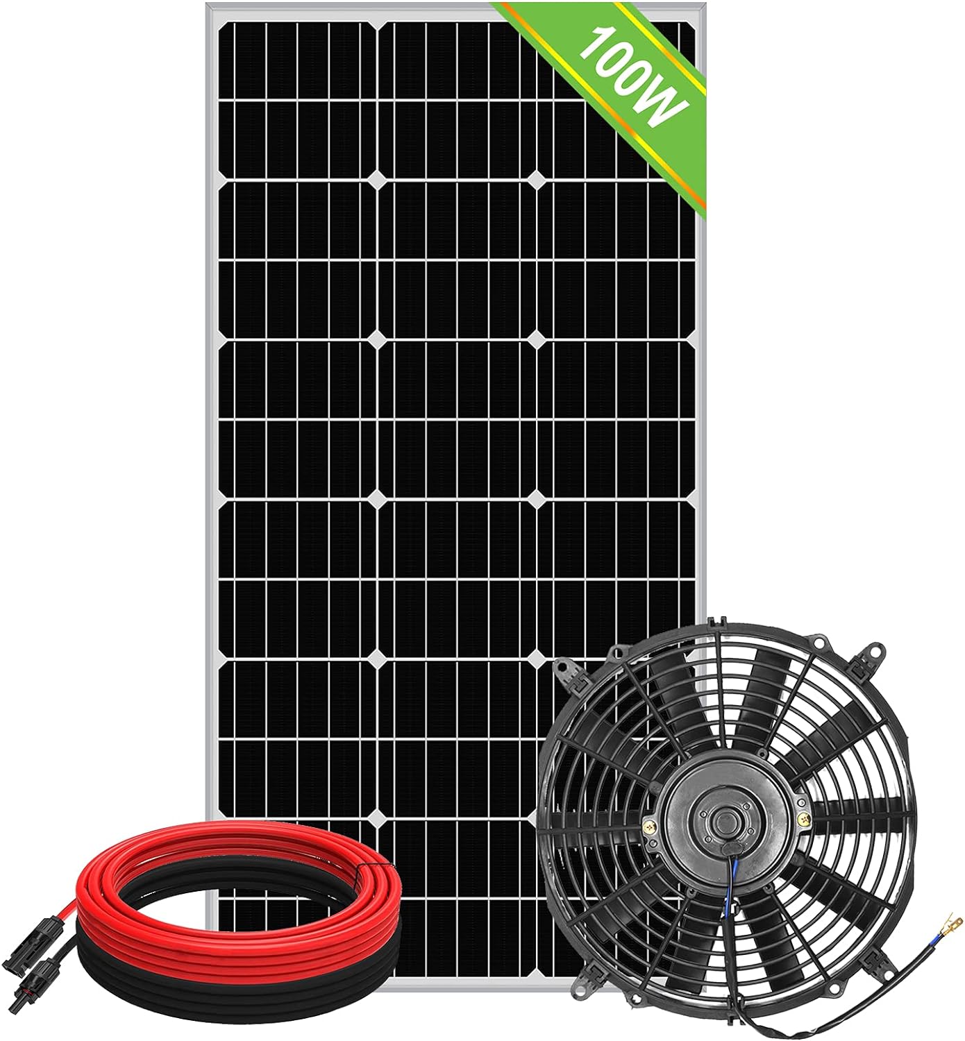 100 Watt Solar Powered Attic Fan System, Ventilator Gable Roof Vent Fan+100W Solar Panel, for Attic or Greenhouse (DELIVERY in 2 Packages)&hellip;