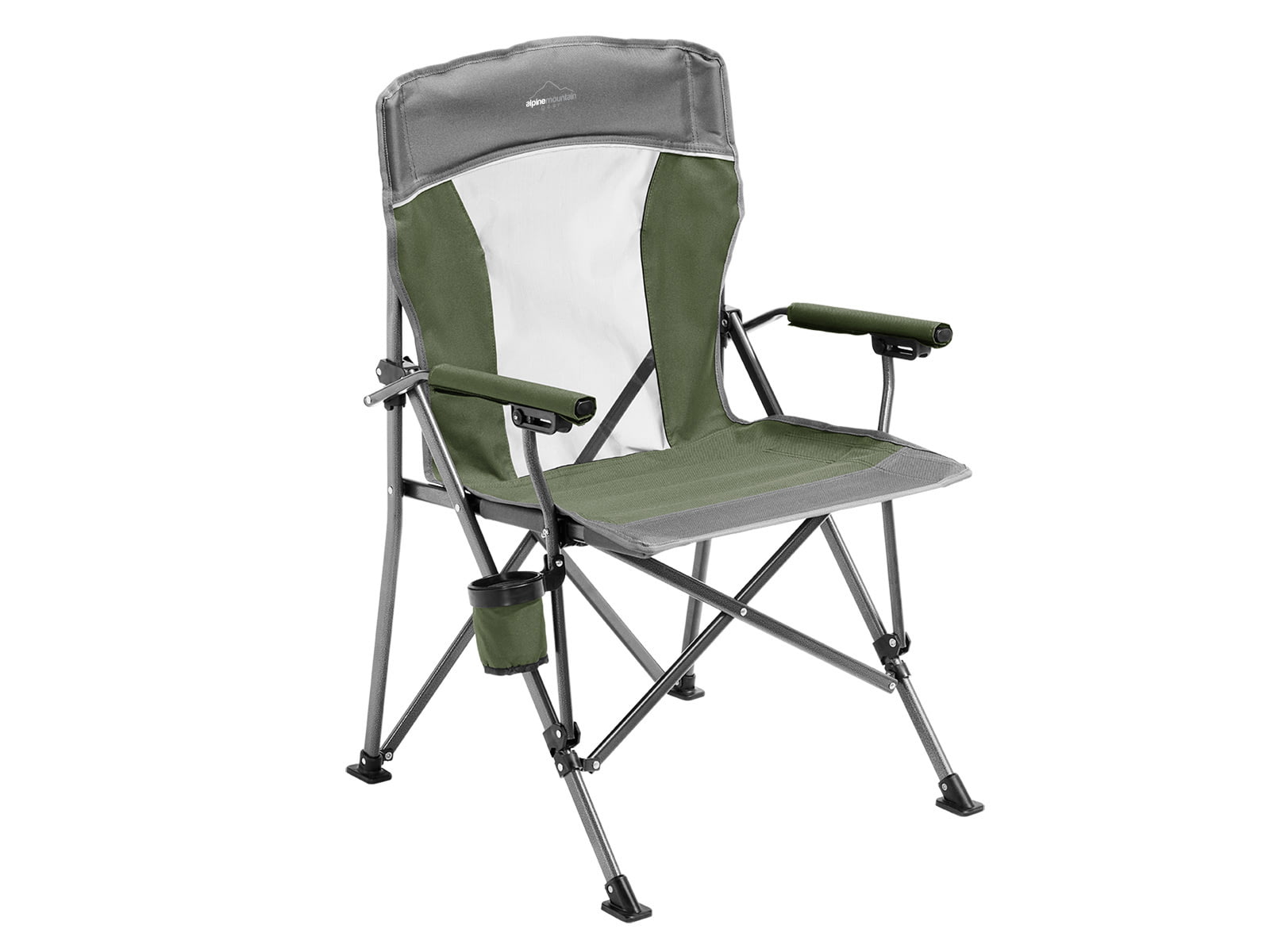 Alpine Mountain Gear Hard Arm Chair, 600 D Polyester / Mesh, Green,