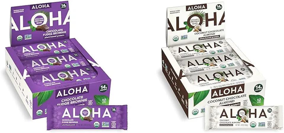 ALOHA Organic Plant-Based Protein Bars | Chocolate Fudge Brownie | Vegan, Gluten-Free, Paleo & Organic Plant Based Protein Bars