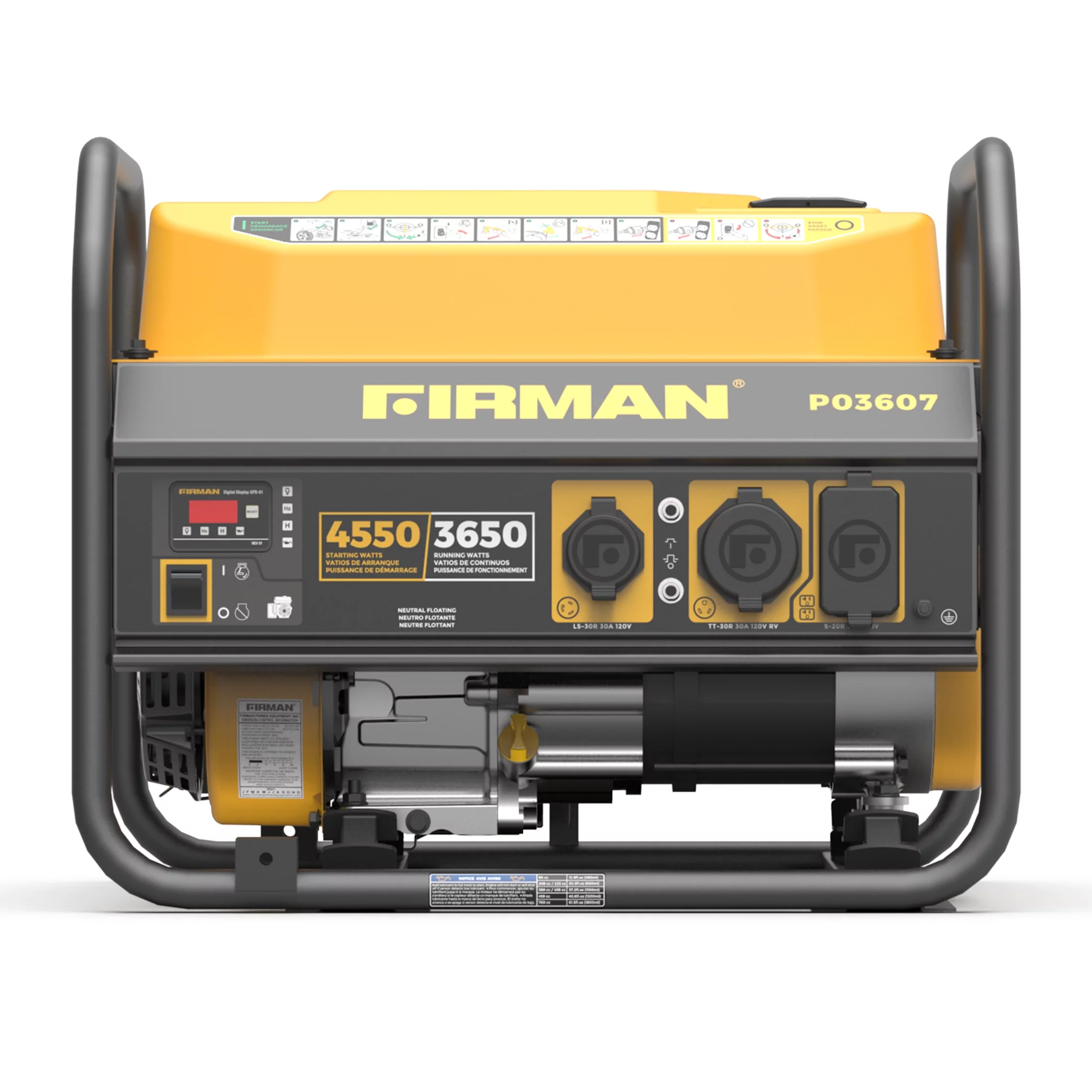 Firman P03607 4550/3650 Watt Gas Recoil Start Generator, CARB - Curated Treasures Market