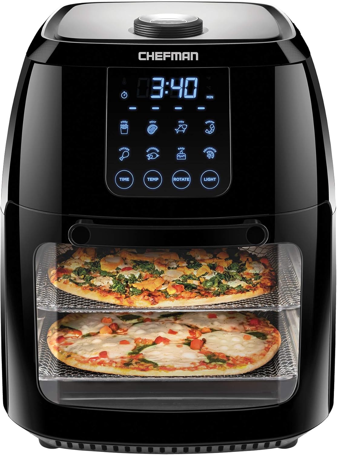 Chefman 6.3 Quart Digital Air Fryer+ Rotisserie, Dehydrator, Convection Oven, 8 Touch Screen Presets Fry, Roast, Dehydrate & Bake, BPA-Free