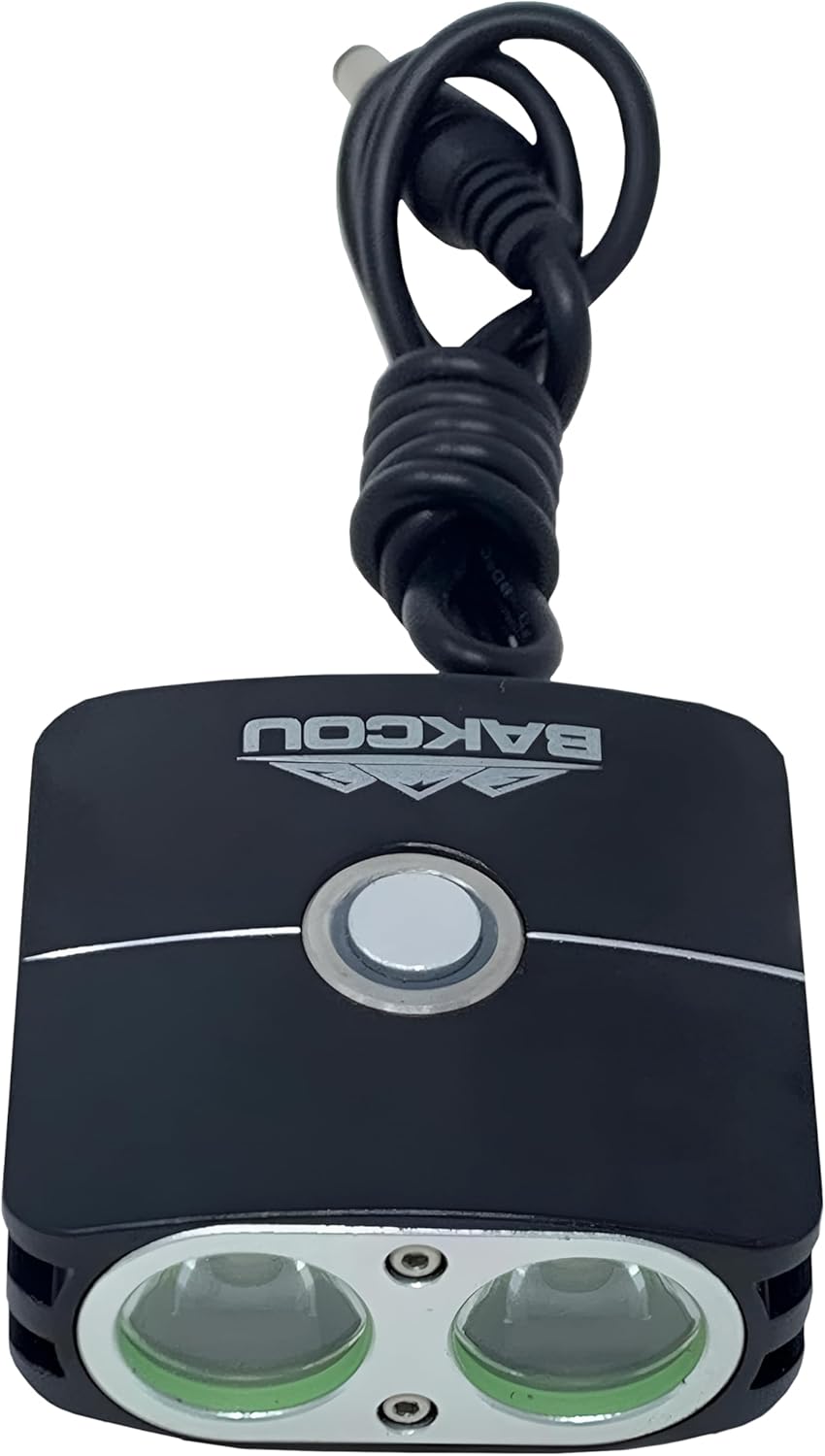Bakcou | 2200 Lumen GoProMount Headlight - E-Bike Light with Blinking Modes, USB Rechargeable, Waterproof, and Durable, Dual LED Design