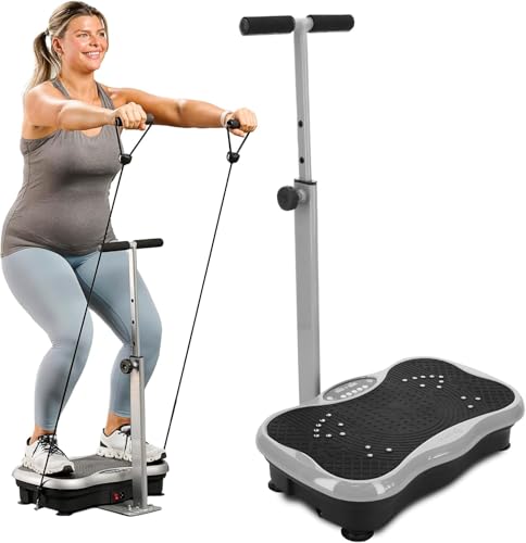 Lifepro TrimLite Vibration Plate Exercise Machine with Handlebars – Whole Body Vibration Machine, Ideal Lymphatic Drainage Massager – 99 Speed Levels
