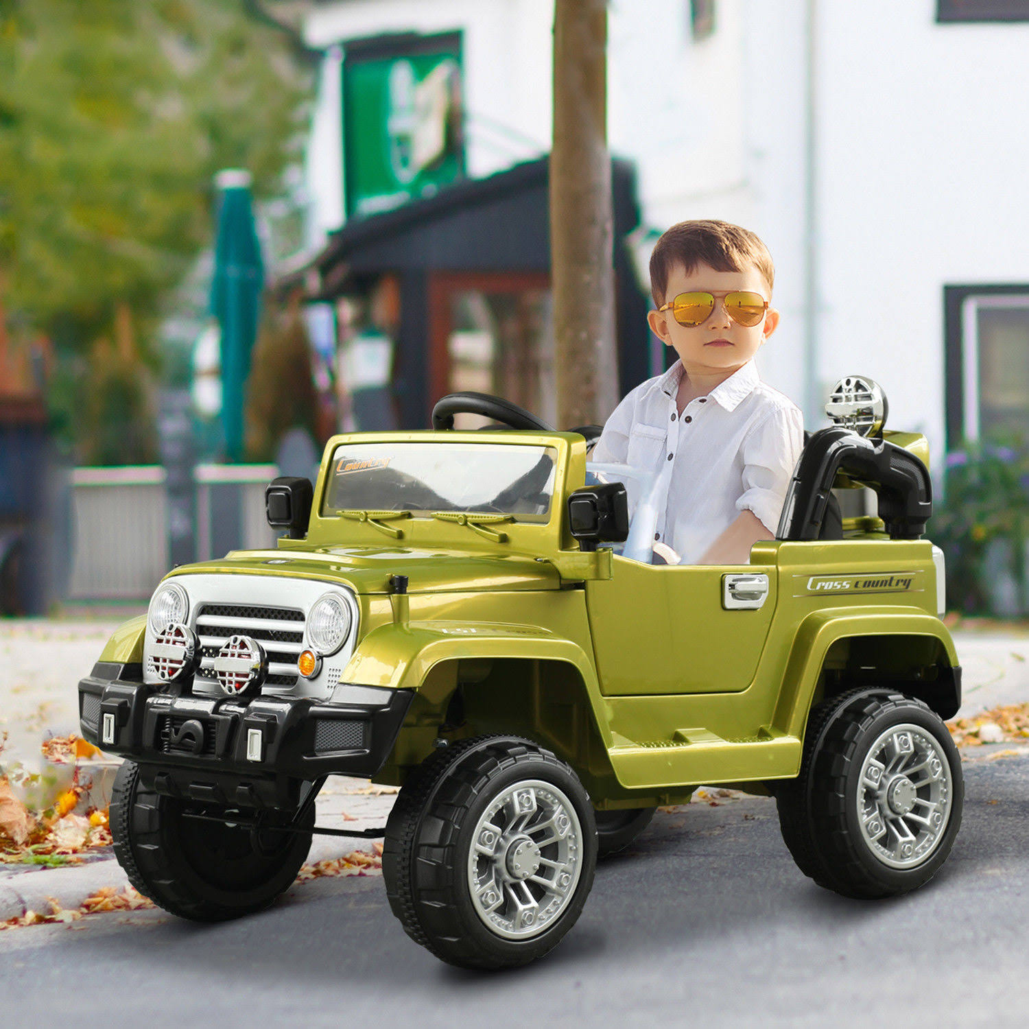 Aosom 12V Kids Ride on Car Off-Road Battery-Powered Jeep Truck with Remote, MP3, Light
