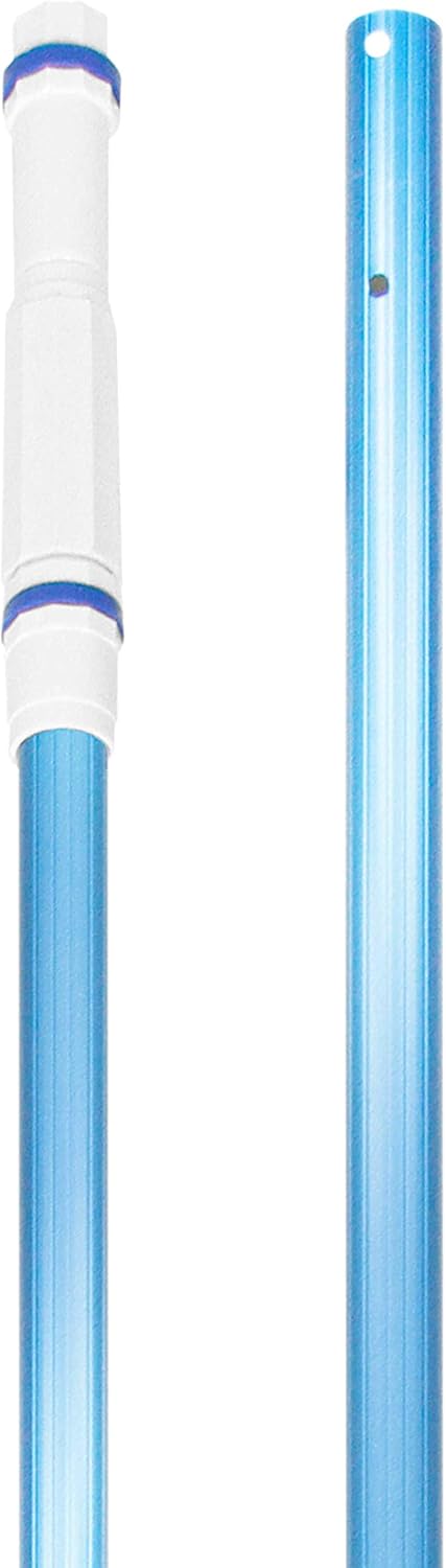U.S. Pool Supply Professional 16 Foot Blue Anodized Aluminum Telescopic Swimming Pool Pole, Adjustable 2 Piece Expandable Step-Up