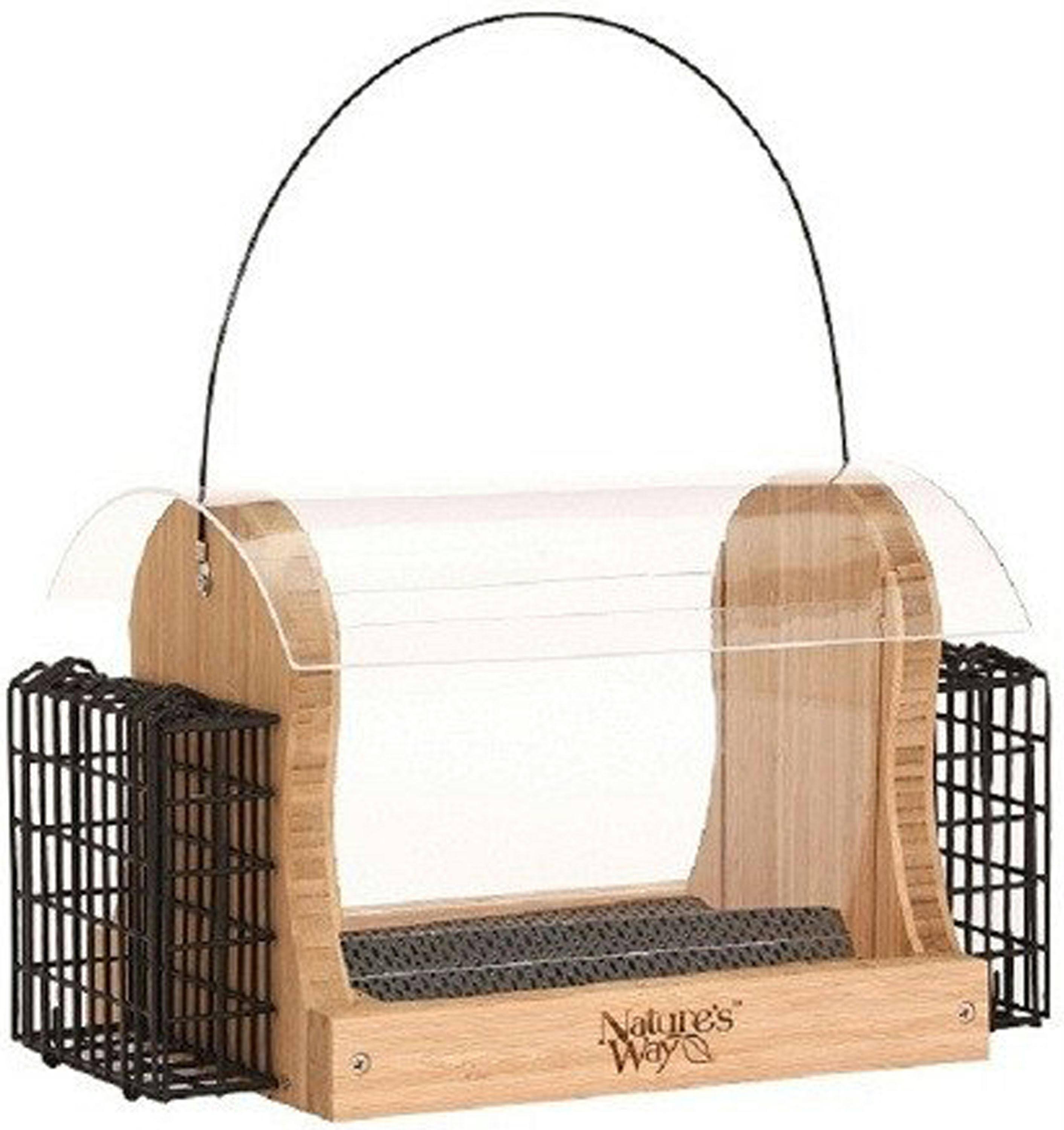 Natures Way Bird Hopper Feeder with Suet Cages, 4 Quart Cap - Bamboo