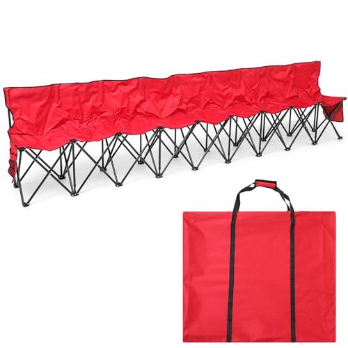 Kigley 9 Seater Folding Soccer Bench Chair Portable Team Sports Sideline Bench for Football Camp Travel Events Outdoor Seating with Storage Bag