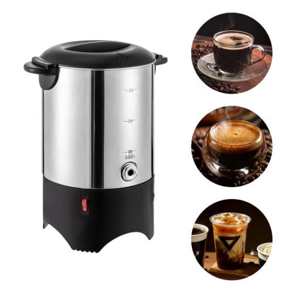 OUKANING 5.2L/175Oz Coffee Urn Machine Electric Hot Water Tea Urn Stainless Steel Boiler Dispenser Catering Kitchen 1000W