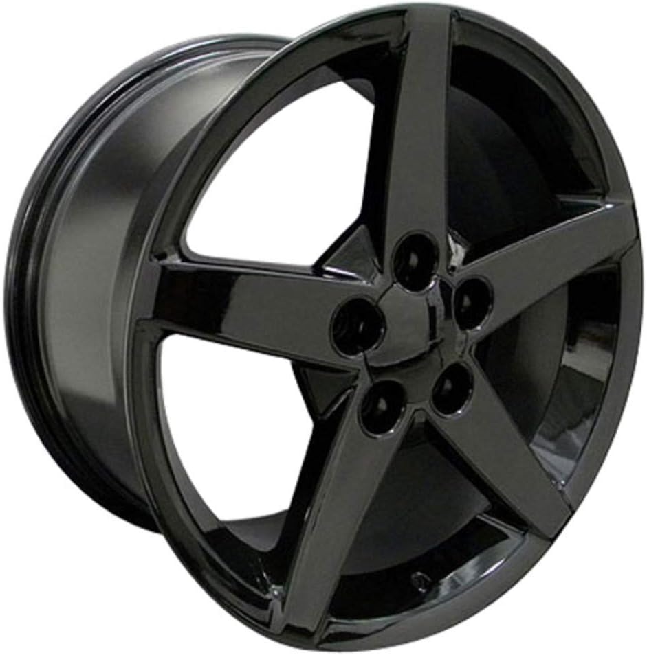 Partsynergy Replacement For 17" Rim fits 1997-2004 Chevrolet Corvette C6 Style Black 17x9.5 Wheel