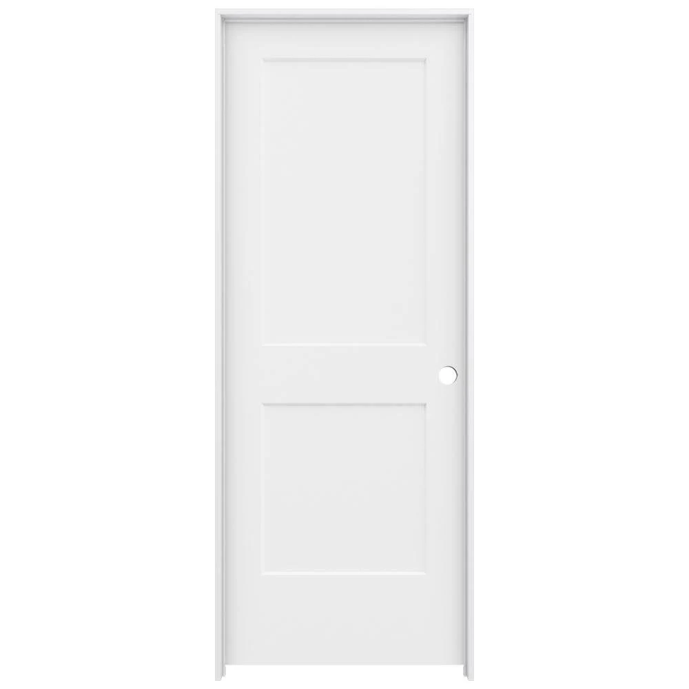 JELD-WEN 32 in. x 80 in. Monroe Primed Left-Hand Smooth Solid Core Molded Composite MDF Single Prehung Interior Door