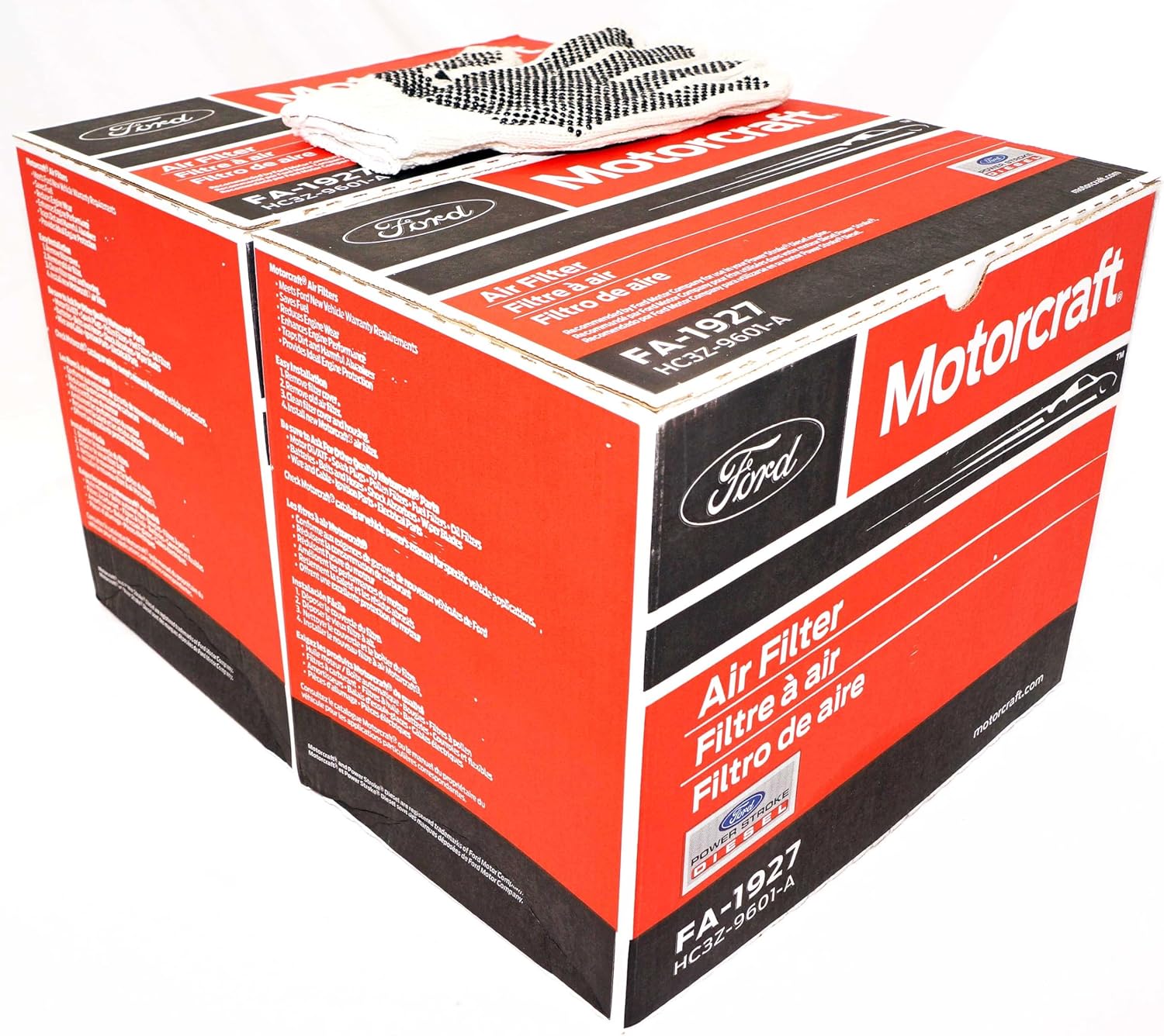 OverstockDirect Genuine OEM FA1927 Engine Air Filters Super Duty Diesel HC3Z9601A (2 pack) Maintenance Kit Includes 1 Pair BrandNamed Large Grip Dot