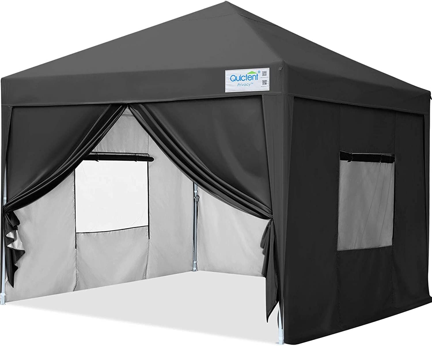 Quictent Privacy 8x8 Easy Pop up Canopy Tent with Sidewalls and Mesh Windows Enclosed Instant Canopy Shelter Portable Waterproof (Black)