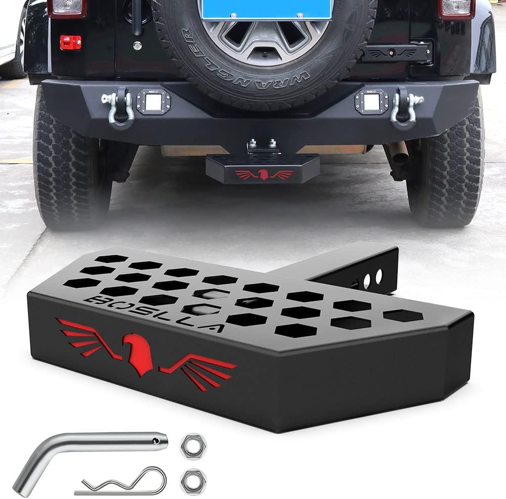 Boslla Hitch Step fits 2 inch Rear Hitch Receiver Universal for Most Cars SUV Trucks Pickups, Heavy Duty Rear Bumper Guard Protector
