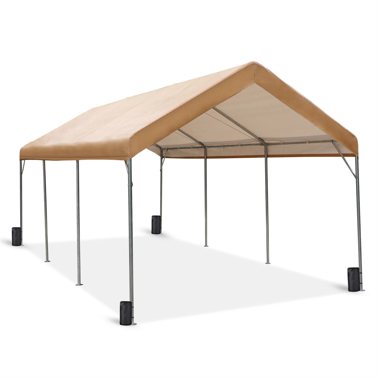 MF Studio 10' X 20&rsquo; Carport Heavy Duty Car Canopy Galvanized Car Boat Shelter with 8 Legs Beige
