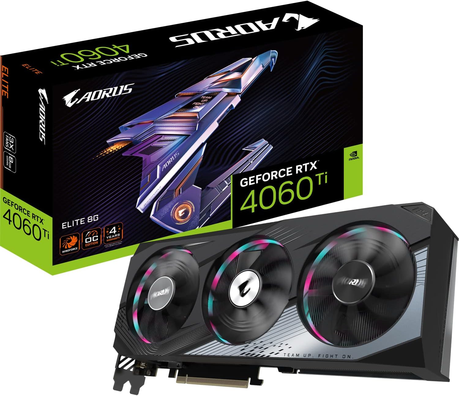 Gigabyte GeForce RTX 4060 TI AORUS ELITE 8GB Graphics Card - 8GB GDDR6 18Gbps 128bit, PCI-E 4.0, 2X DisplayPort 1.4, 2X HDMI 2.1a, NVIDIA DLSS 3