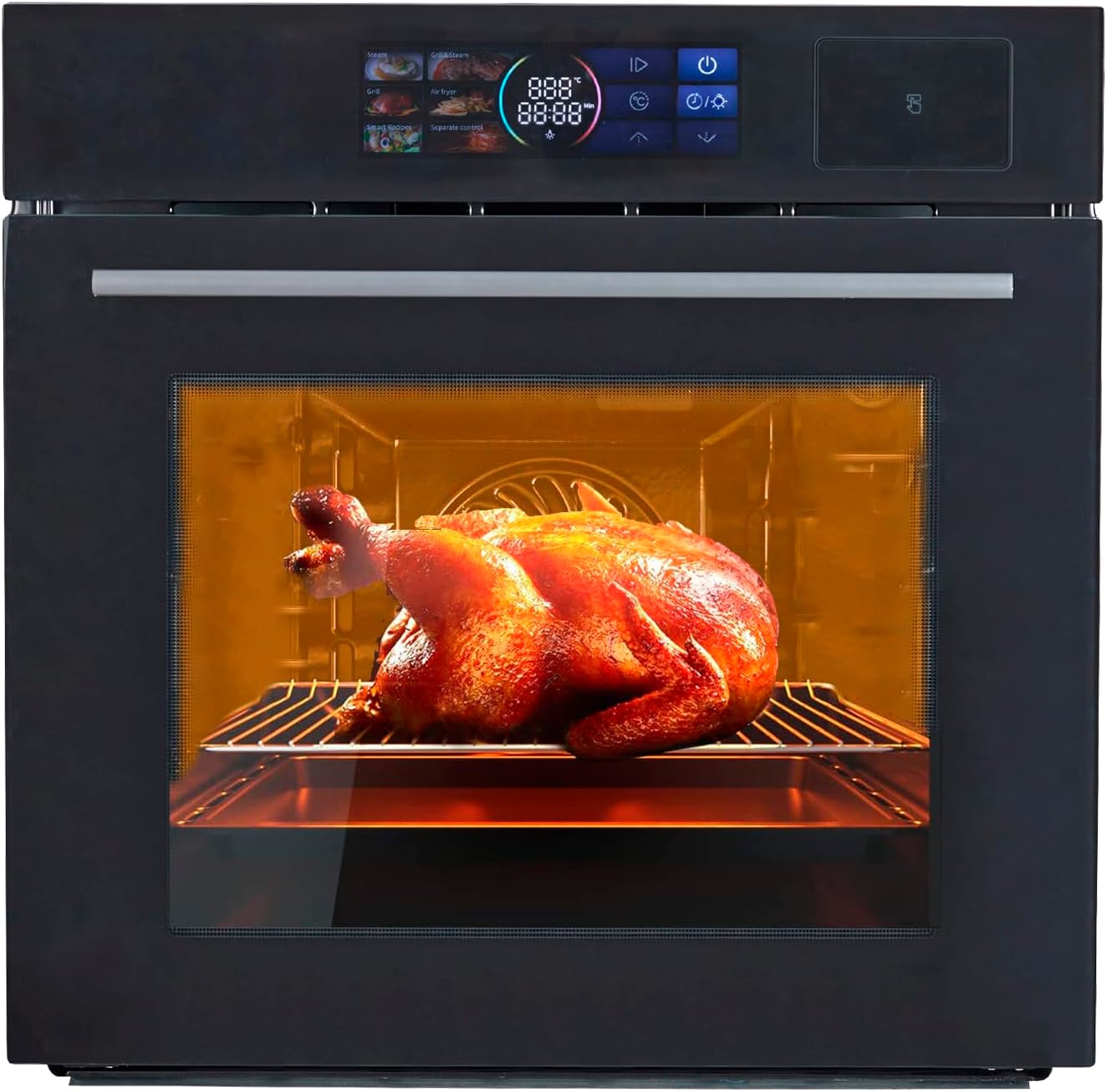 Single Wall Oven, 24" Built-in Electric Ovens with 8 Functions, 70L Smart Oven with with LED Display, Air Fryer Combo Convection Oven
