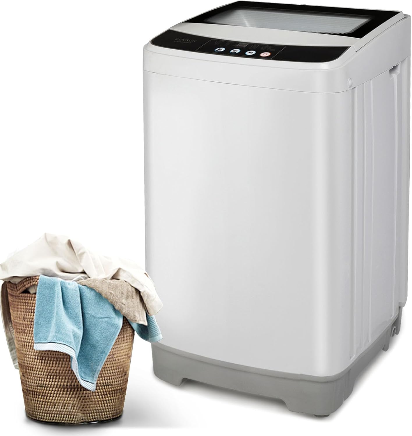 ROVSUN Portable Washing Machine, 1.32cu.ft Compact Washer, 13LBS Fully-Automatic Laundry Washer with Drain Pump & 10 Programs 8 Water Levels