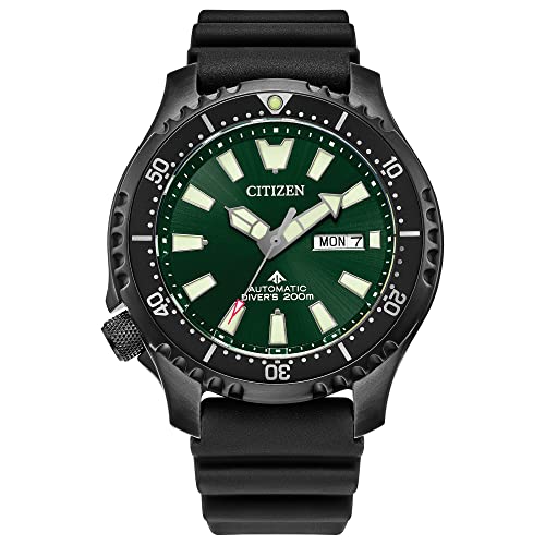 Citizen Men's Promaster Sea Automatic Polyurethane Strap Watch, 3- Hand Date and Date, Rotating Bezel, Anti-reflective Sapphire Crystal