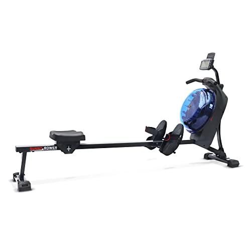 Sunny Health & Fitness Elite Water Rowing Machine with High Dynamic Resistance Vertical Tank