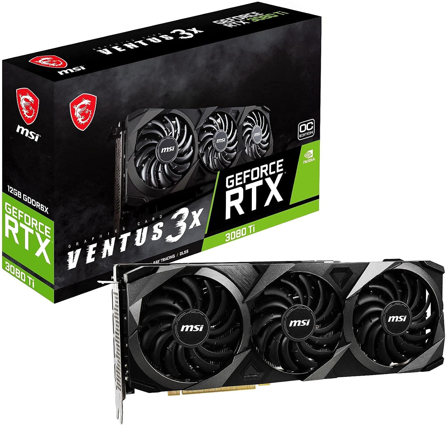 MSI Gaming GeForce RTX 3080 Ti Ventus 3X 12G OC - 12GB GDDR6X Graphic Card for PC Gaming, 320-Bit HDMI/DP, NVIDIA GPU, Tri-Frozr 2 Cooling