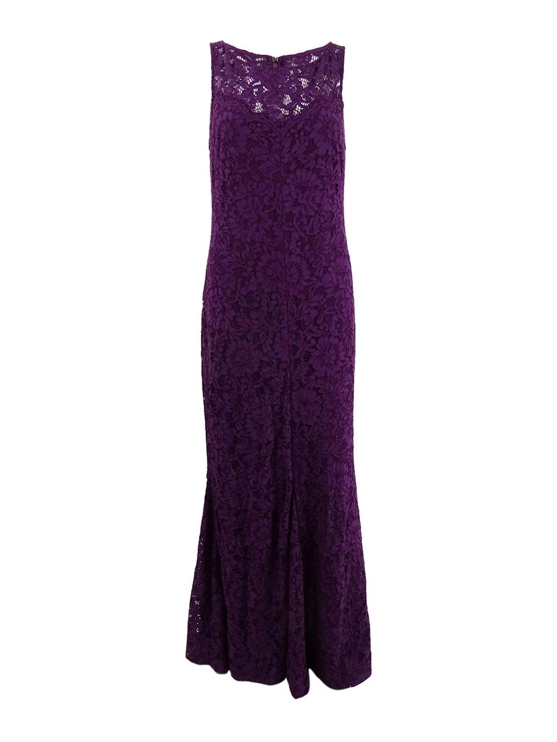 Lauren Ralph Lauren Women's Scalloped Lace Gown (12, Purple)