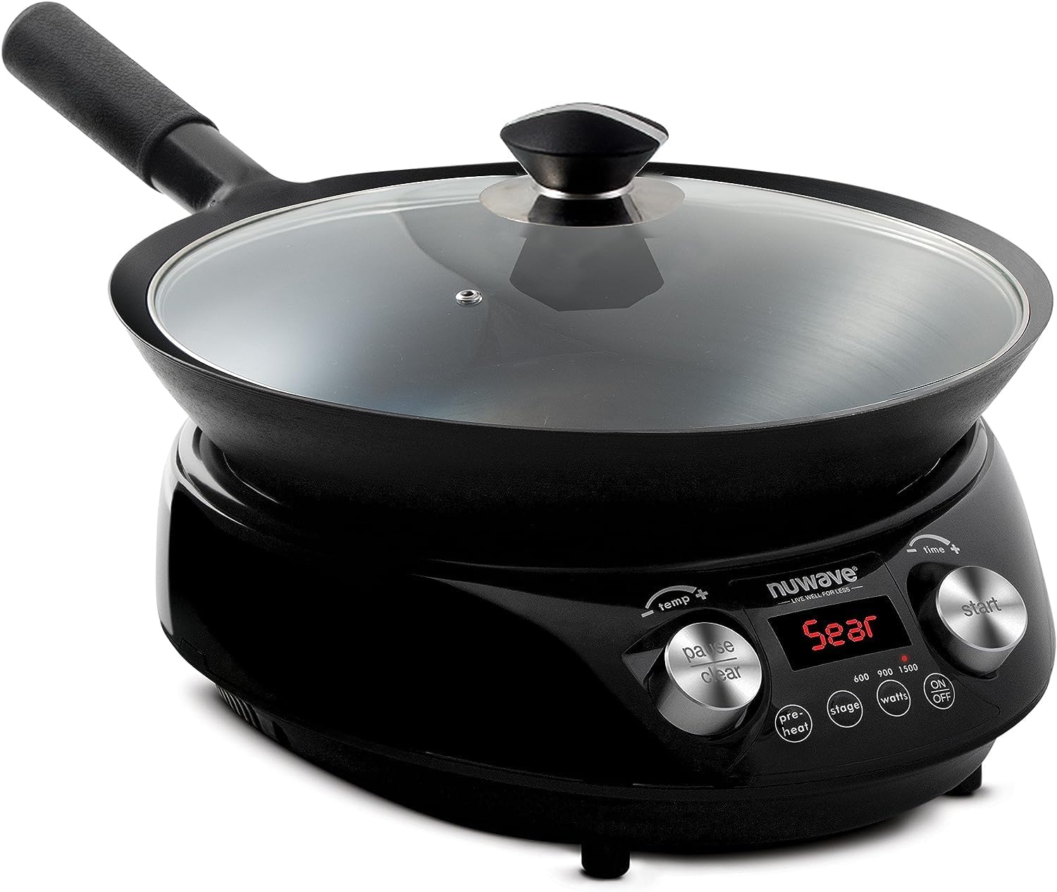 Nuwave Induction Wok, 3 Wattages 600, 900 & 1500, Precise Temp Controls from 100°F to 575°F in 5°F, Infuse Complex Charred Aroma & Flavor
