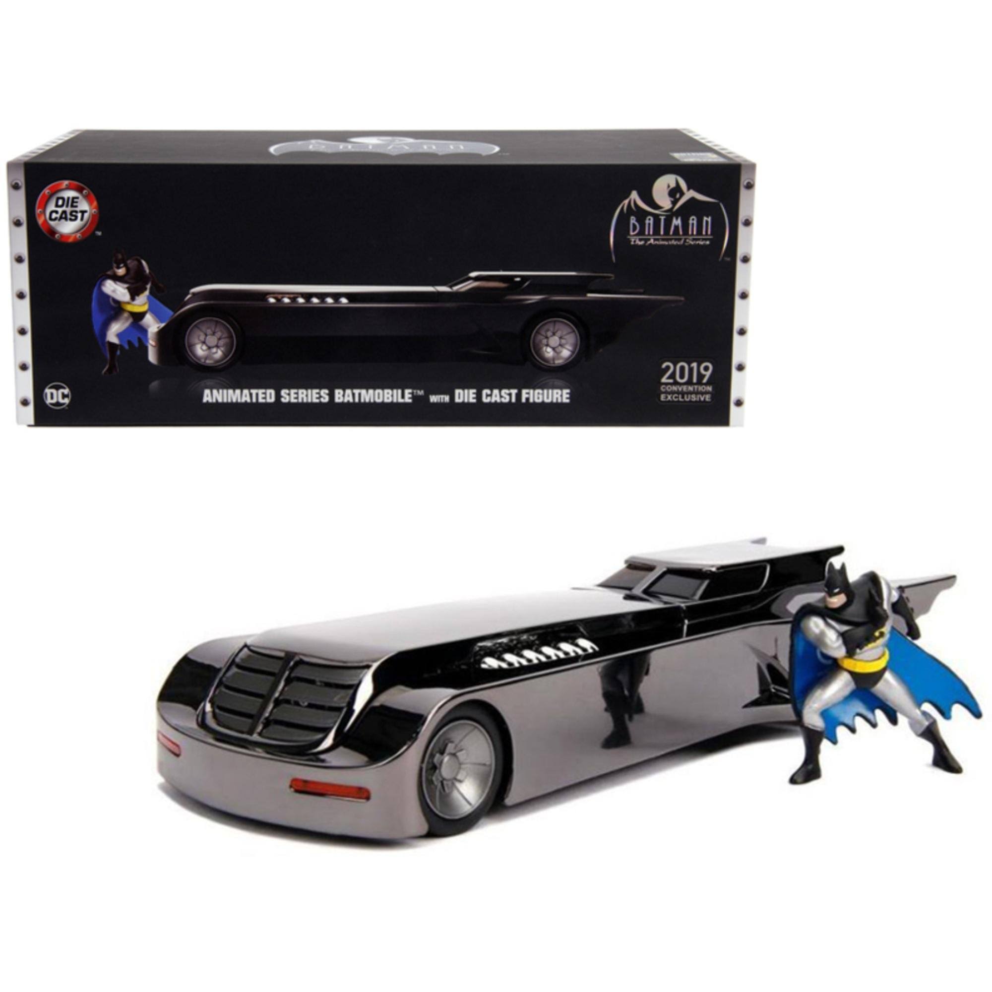 Chrome Batmobile with Batman Diecast Figurine Animated Series DC Comics 2019 San