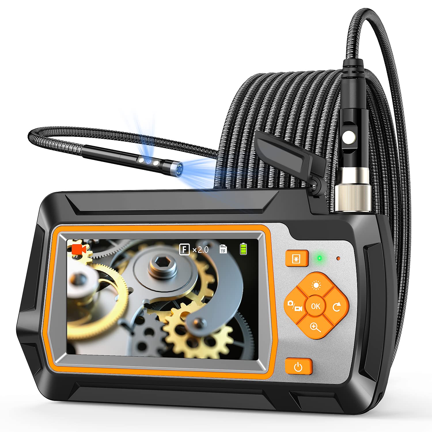 LIMINK Endoscope Dual Lens Inspection Camera 1080P HD Borescope, 5.5mm Snake Camera Endoscopic with Metal Cable & 4.3'IPS Hard Screen