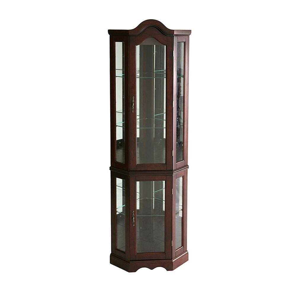 Southern Enterprises Priscilla Mahogany China Cabinet, Mahogany Finish with Antiqued Hardware
