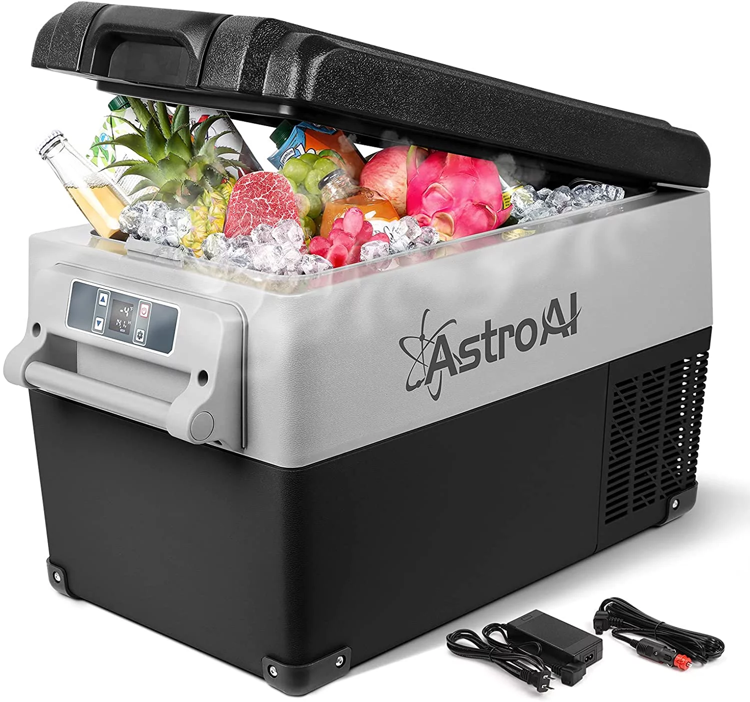 AstroAI Portable Refrigerator Freezer 12 Volt, 37 Quart(35 Liter), Portable,  for Camping, Travel, Fishing Outdoor (-4℉~68℉) — 12/24V DC 100/240V AC