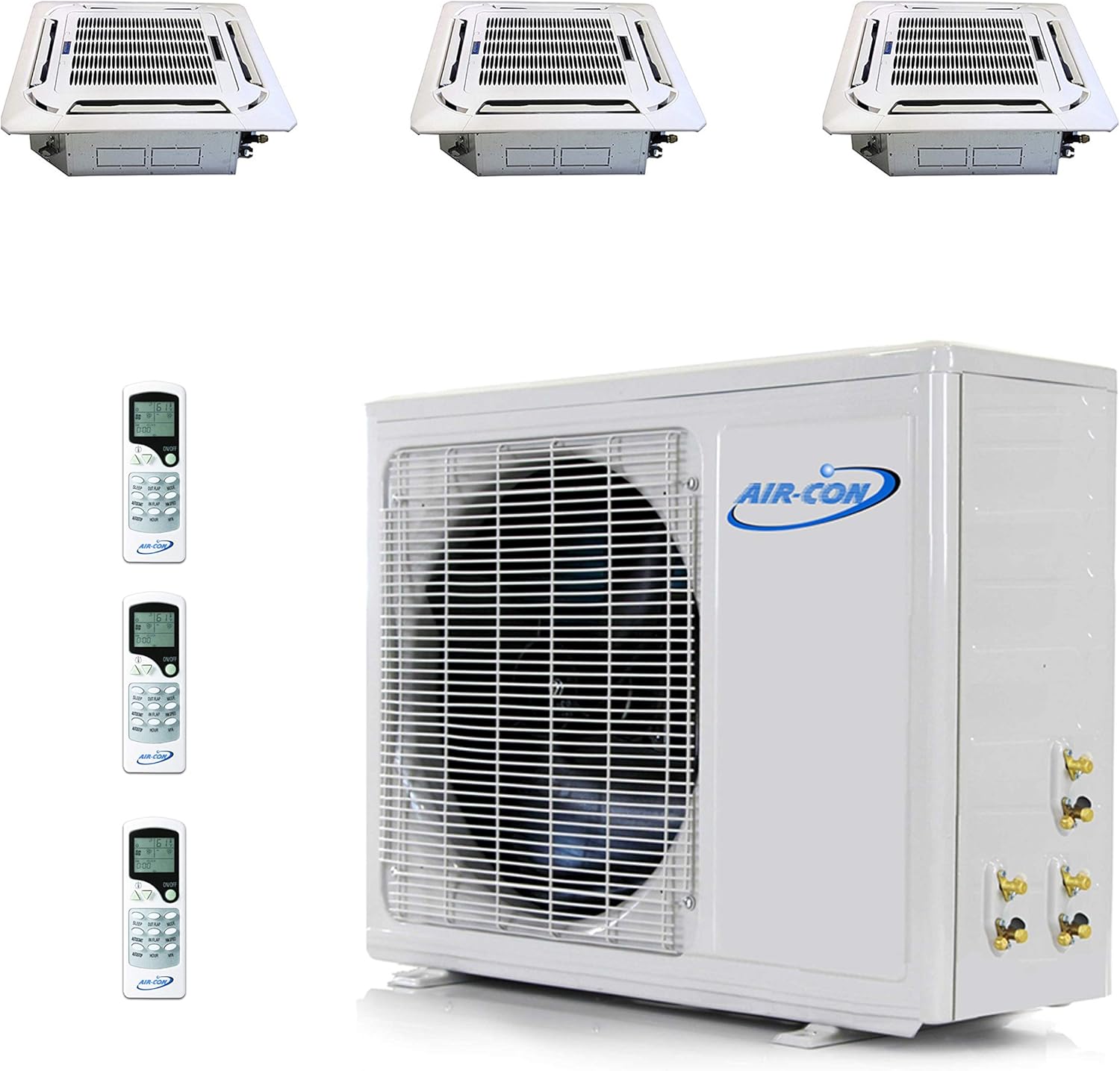 Multi Zone Mini Split Ductless Air Conditioner – Tri 3 Zone 12000 + 12000 + 12000- Pre-Charged Inverter Compressor - Ceiling Cassette