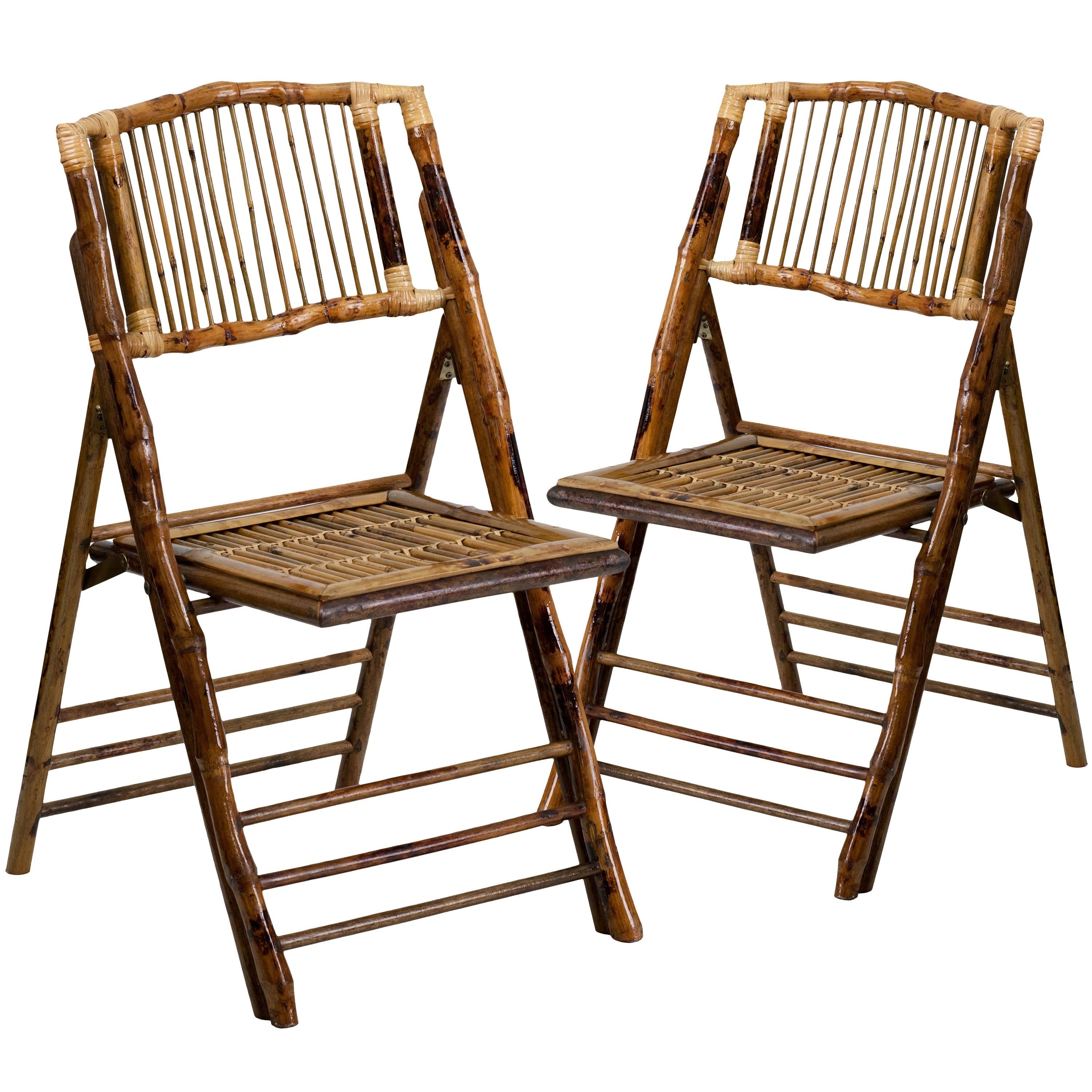 2 Pk Bamboo Wood Folding Chair - Event Folding Chair - Commercial Folding Chair